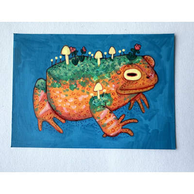 Garden Toad aceo art card thumbnail 2
