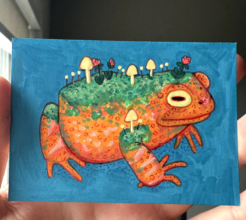 Garden Toad aceo art card