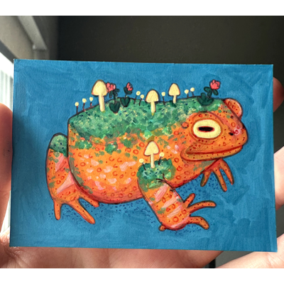Garden Toad aceo art card thumbnail 1