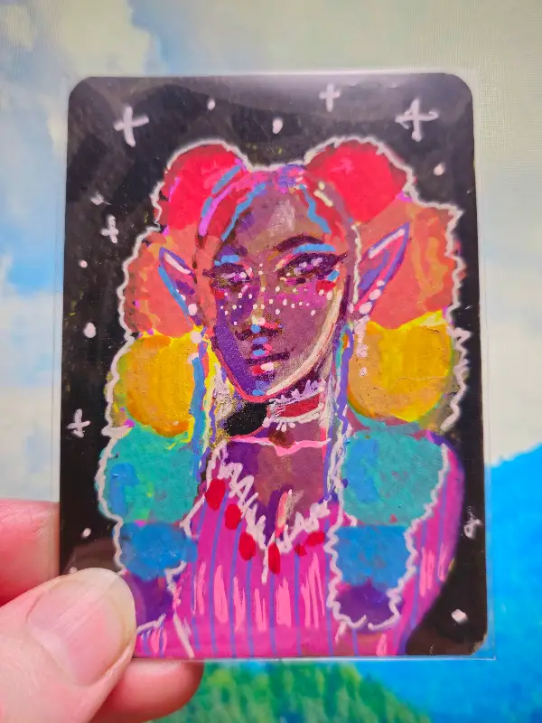 Rainbow Puffs aceo art card