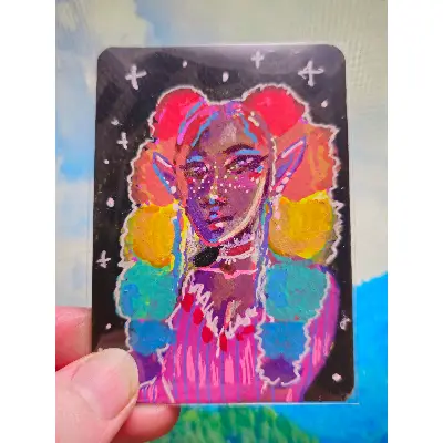 Rainbow Puffs aceo art card thumbnail 1