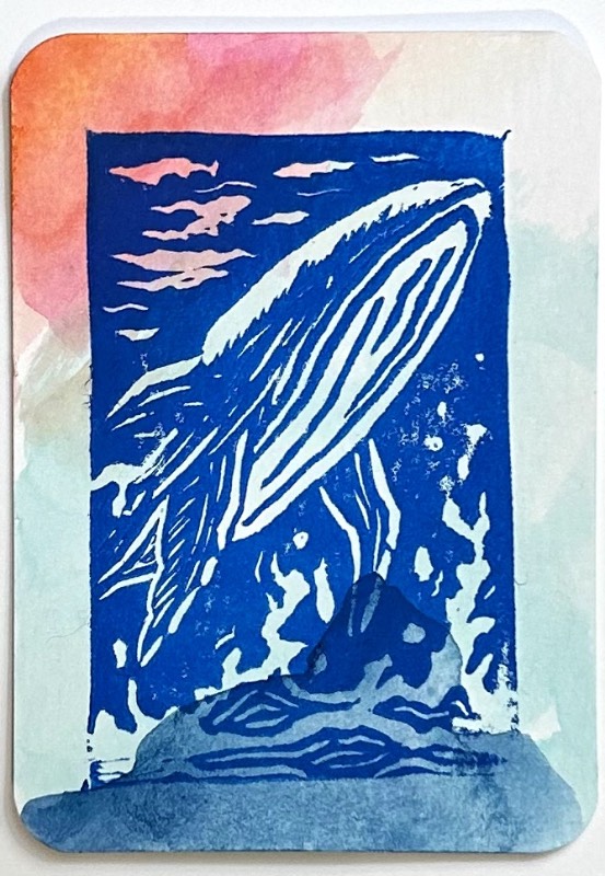 Whale Print 3 aceo art card