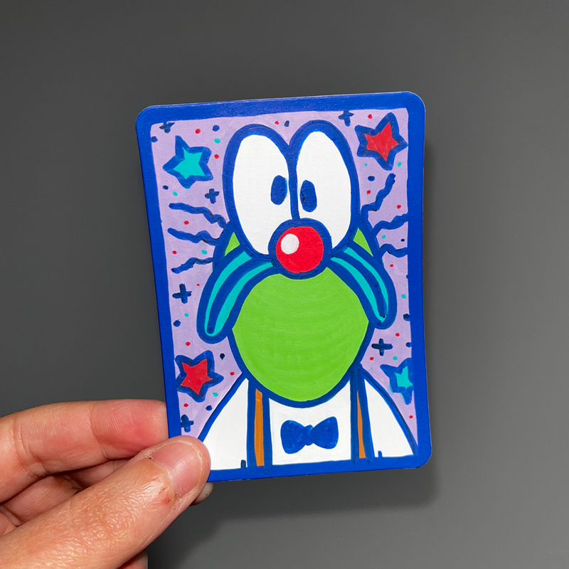 original aceo rocko's modern life ed bighead closet clown cartoon nostalgic frog 90's aceo art card