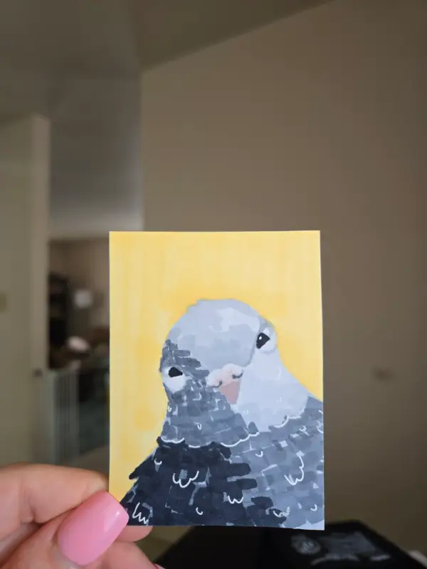 Chunky Pigeon #3 aceo art card