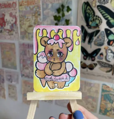 Sweet Bear aceo art card thumbnail 2