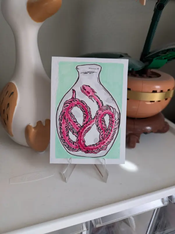 Diaphanized Snake in a Jar aceo art card