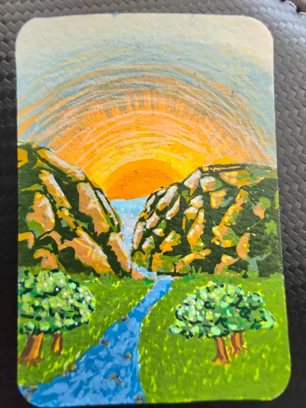 Fantasy Mountains aceo art card