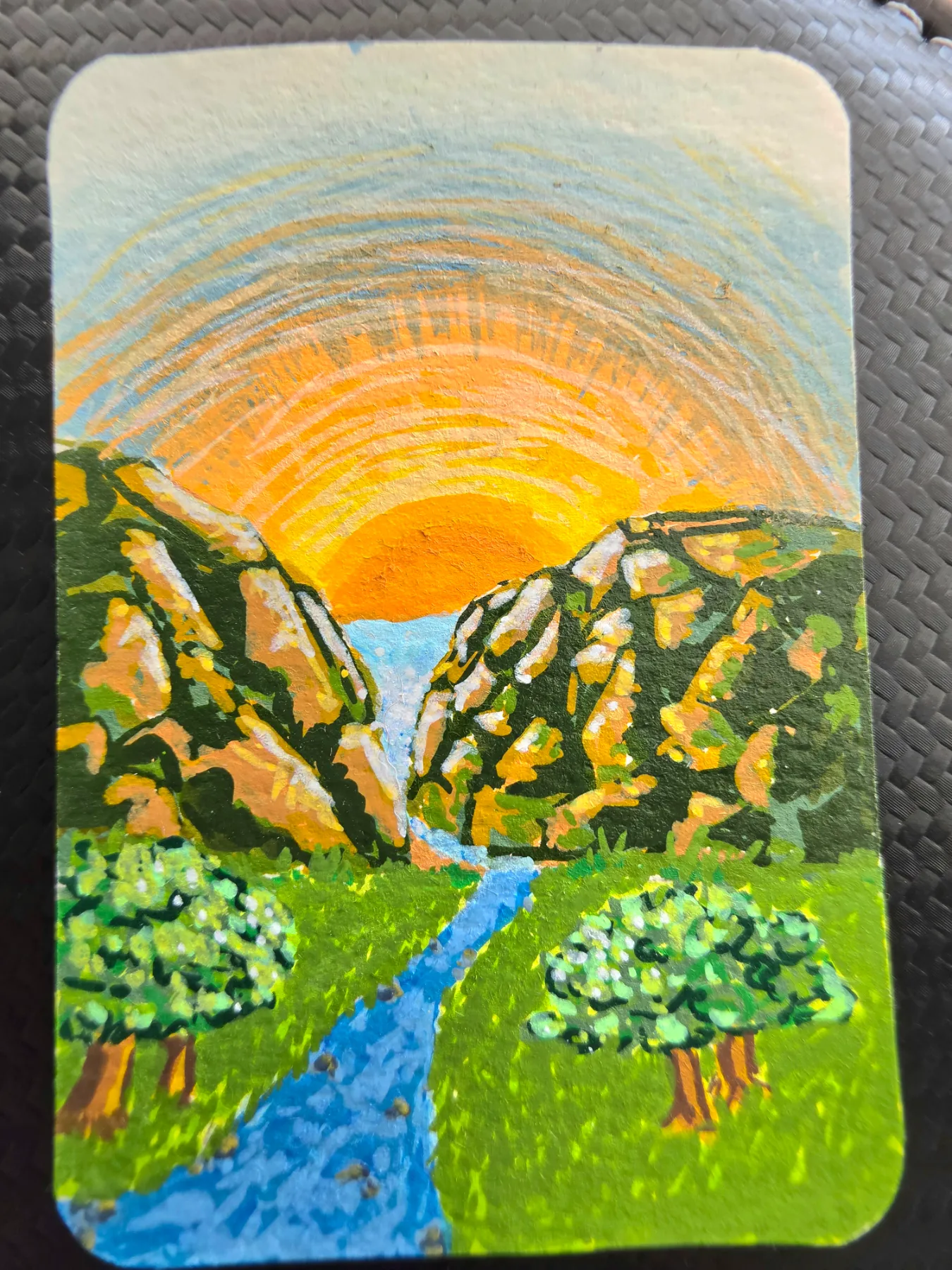Fantasy Mountains aceo art card
