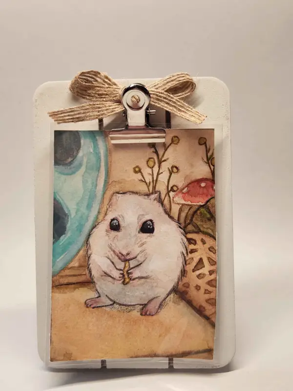 Original ACEO - Pudding eating snack - 2.5 x 3.5 Watercolor aceo art card