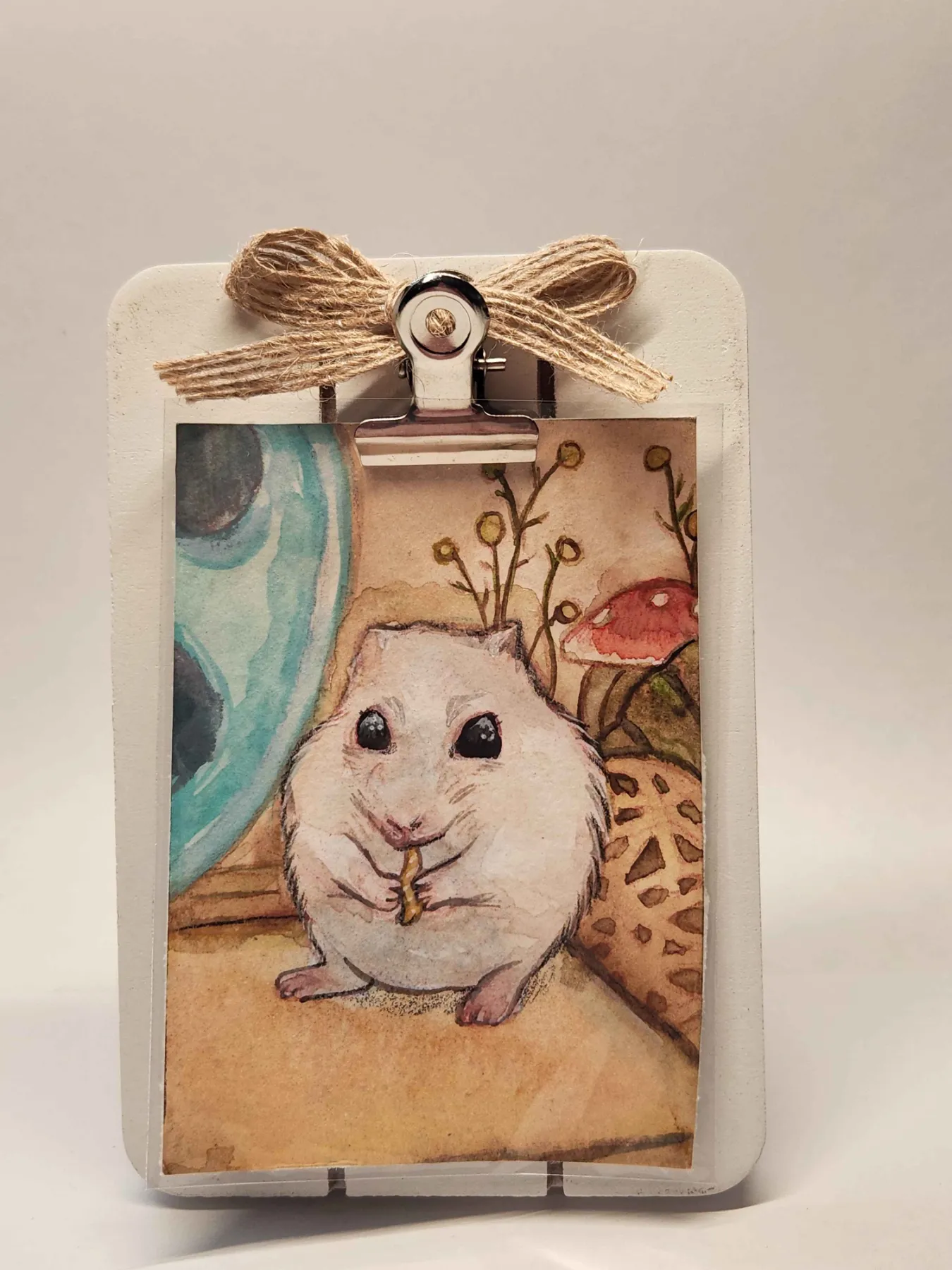 Original ACEO - Pudding eating snack - 2.5 x 3.5 Watercolor aceo art card
