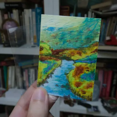 Vibrant Valley River aceo art card thumbnail 4