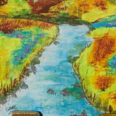 Vibrant Valley River aceo art card thumbnail 7