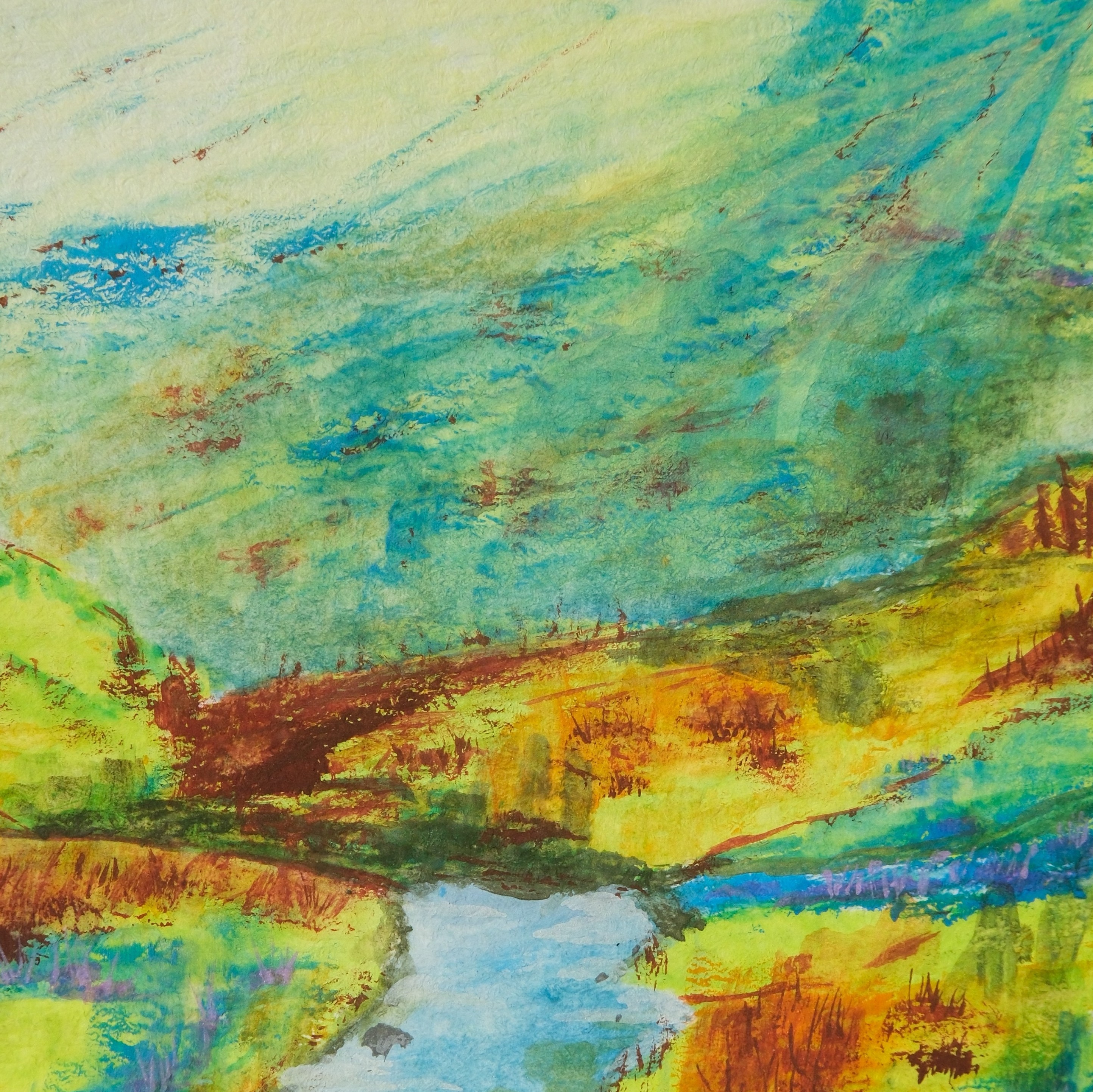 Vibrant Valley River aceo art card thumbnail 8