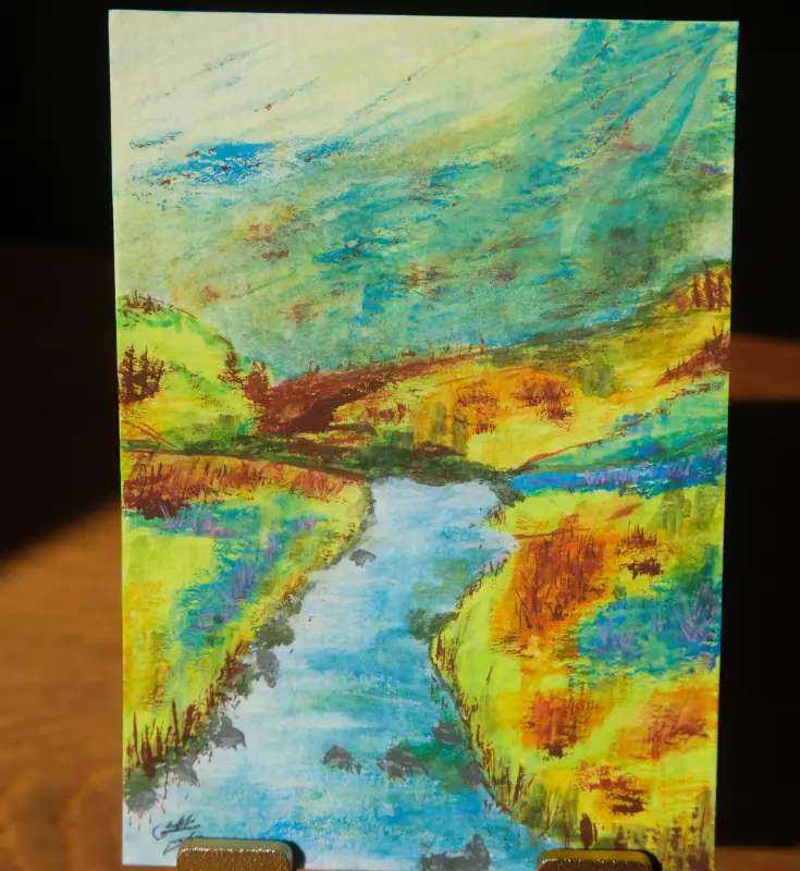 Vibrant Valley River aceo art card