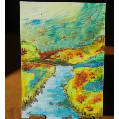 Vibrant Valley River aceo art card thumbnail 1