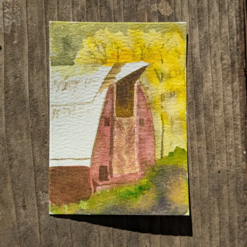Country Barn in Fall aceo art card