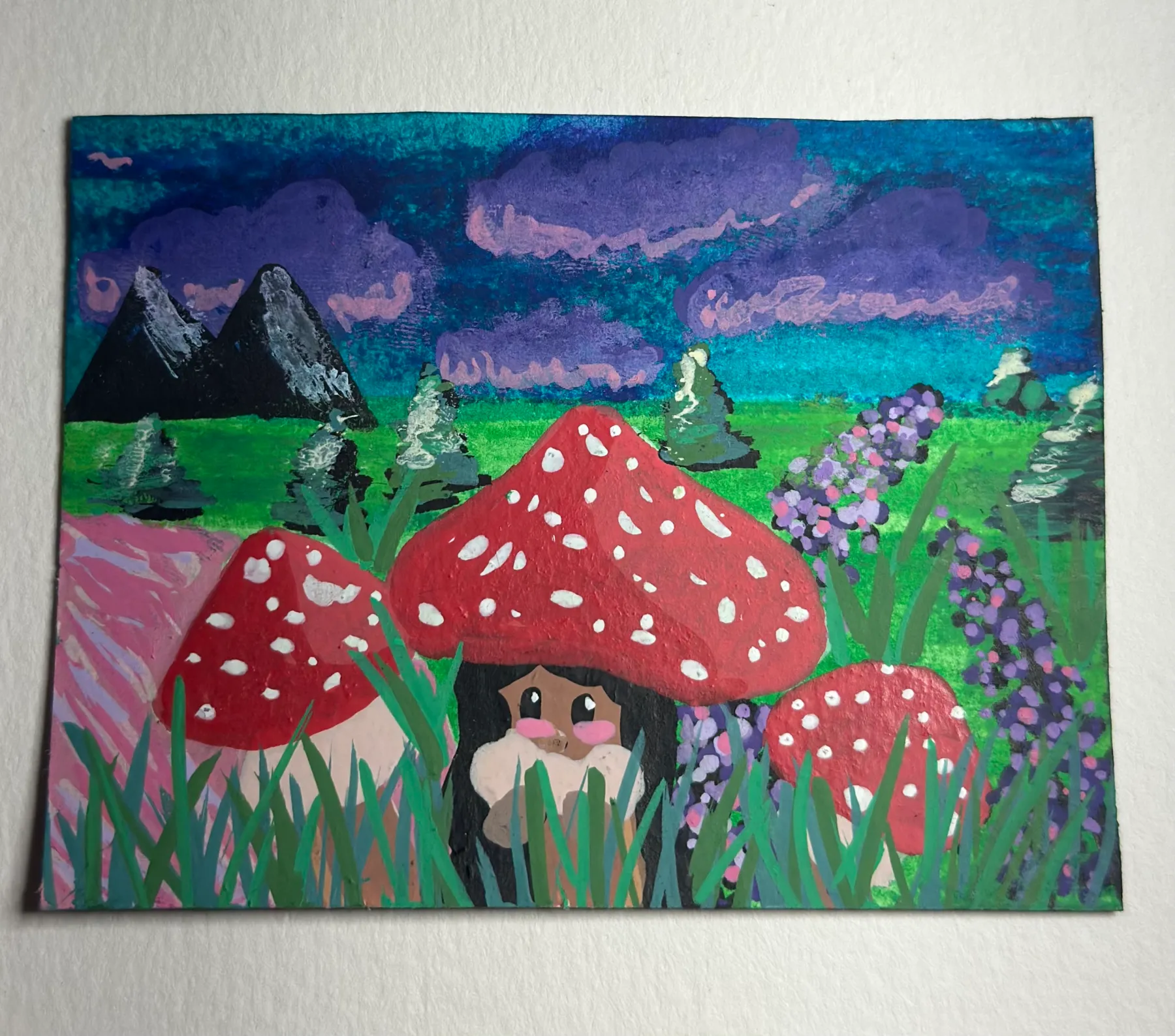 Mushroom Garden aceo art card