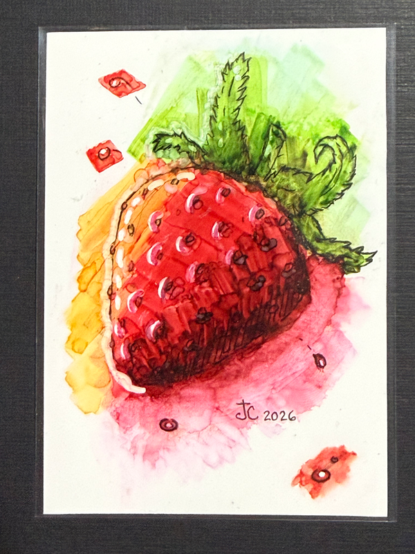 Strawberry Taste aceo art card