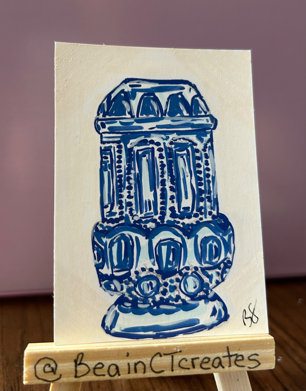 Blue Twinkle Lights aceo art card