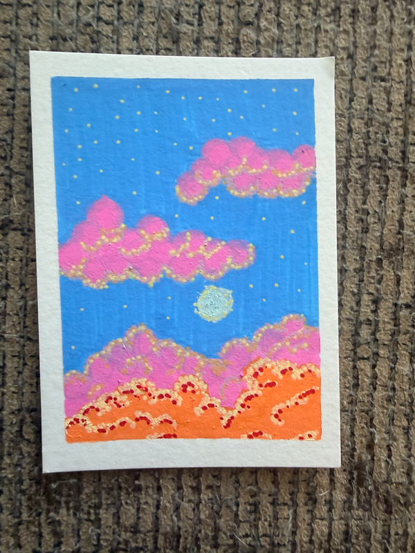 Fire in the sky aceo art card