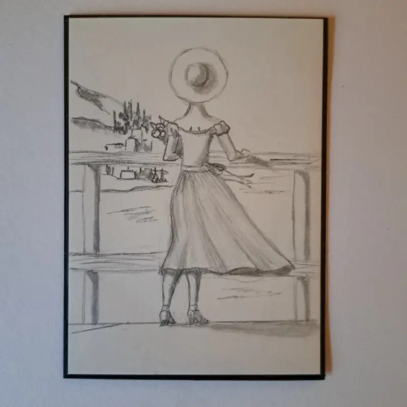 Sunhat by the Sea aceo art card