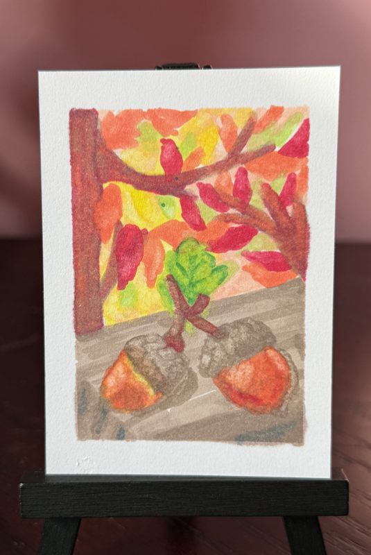 Autumn Acorns aceo art card