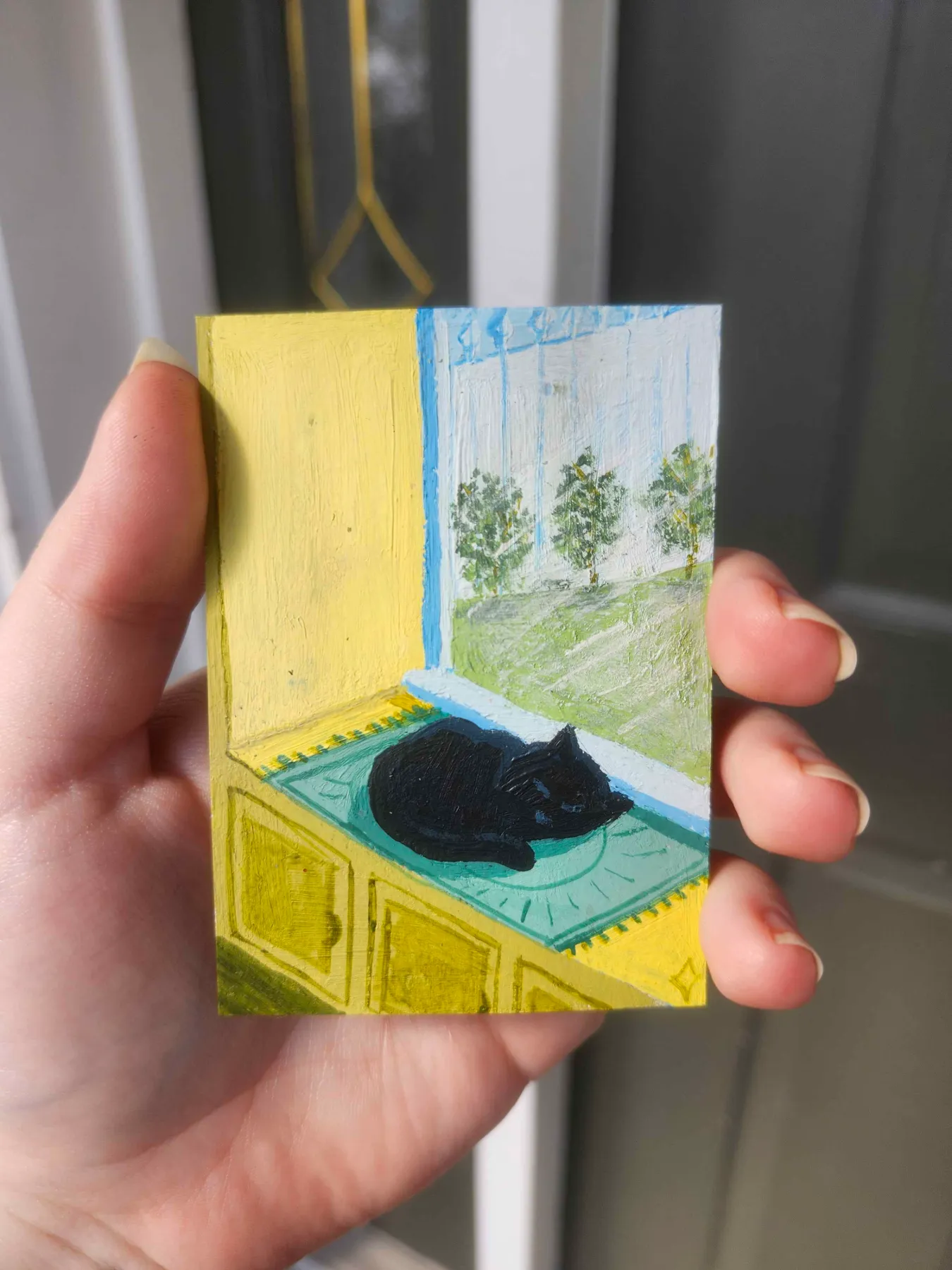 Silly Cat 6 aceo art card