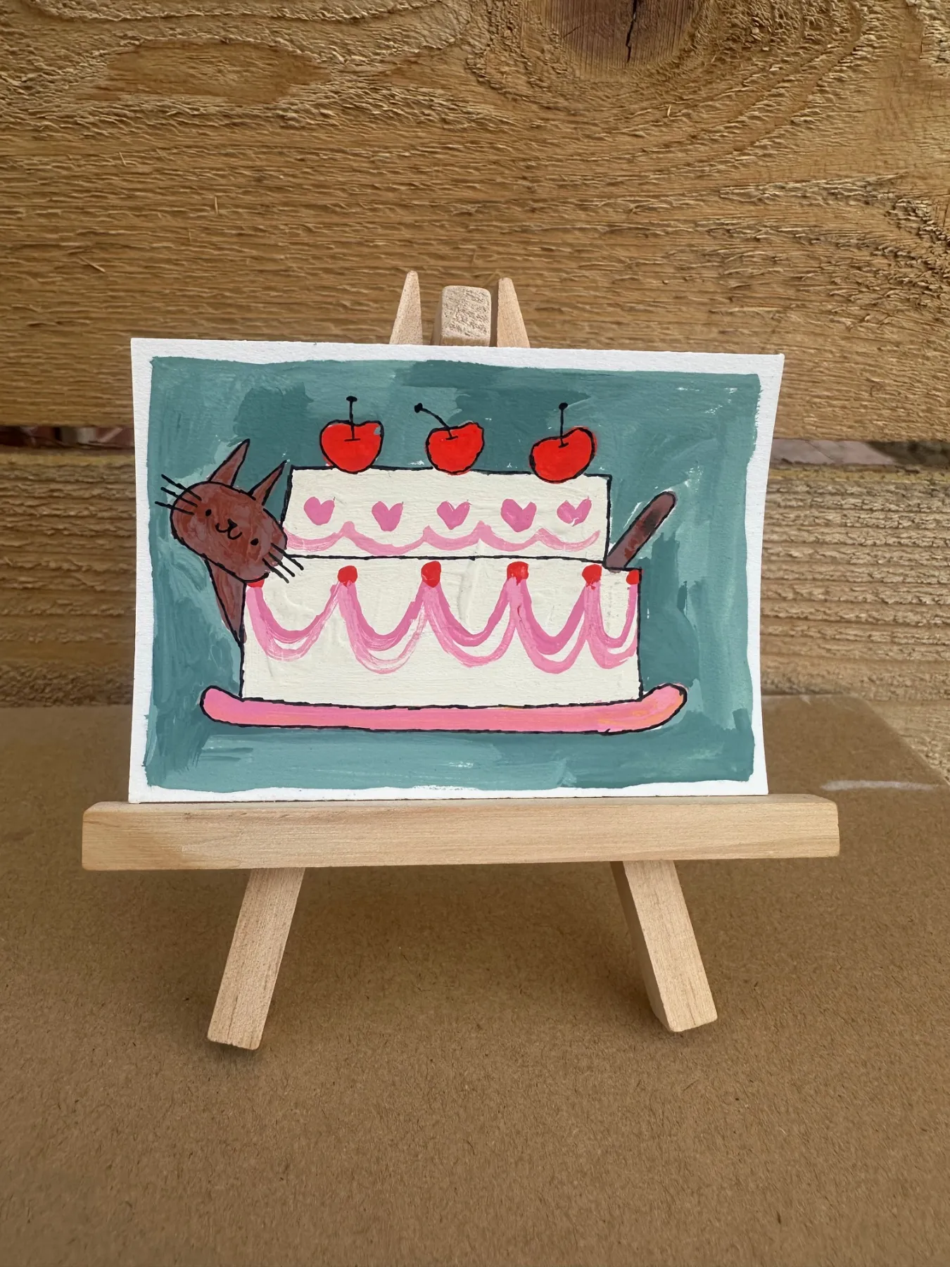 Cake Cat aceo art card