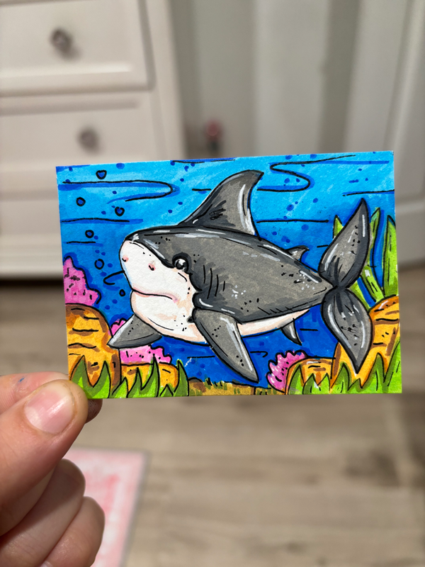 Shark Week aceo art card