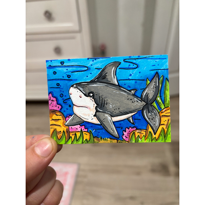Shark Week aceo art card thumbnail 1