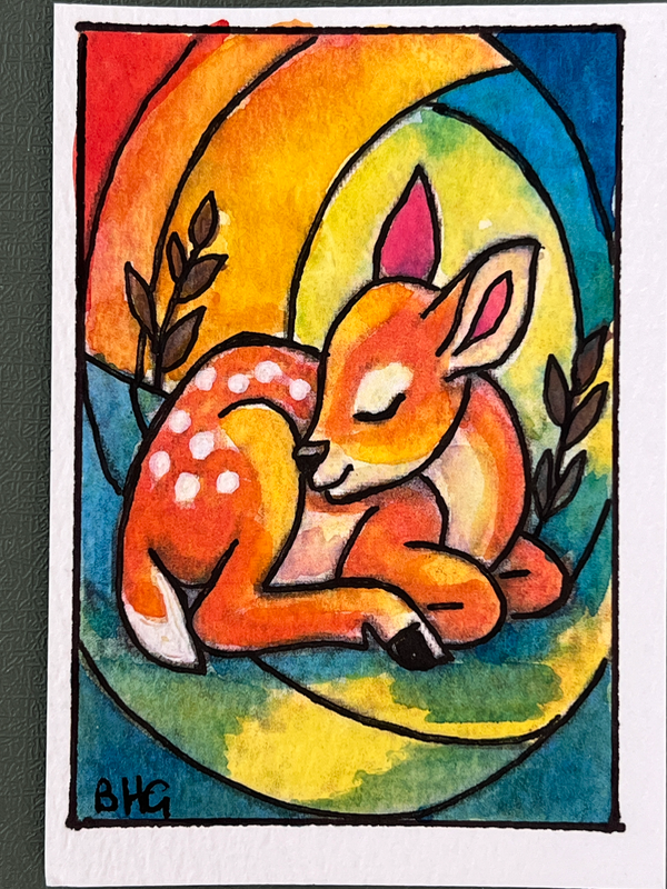 Little Fawn #1 aceo art card