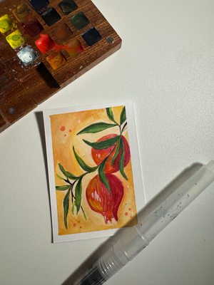 Pomegranate- fruit series 4/10 aceo art card thumbnail 2