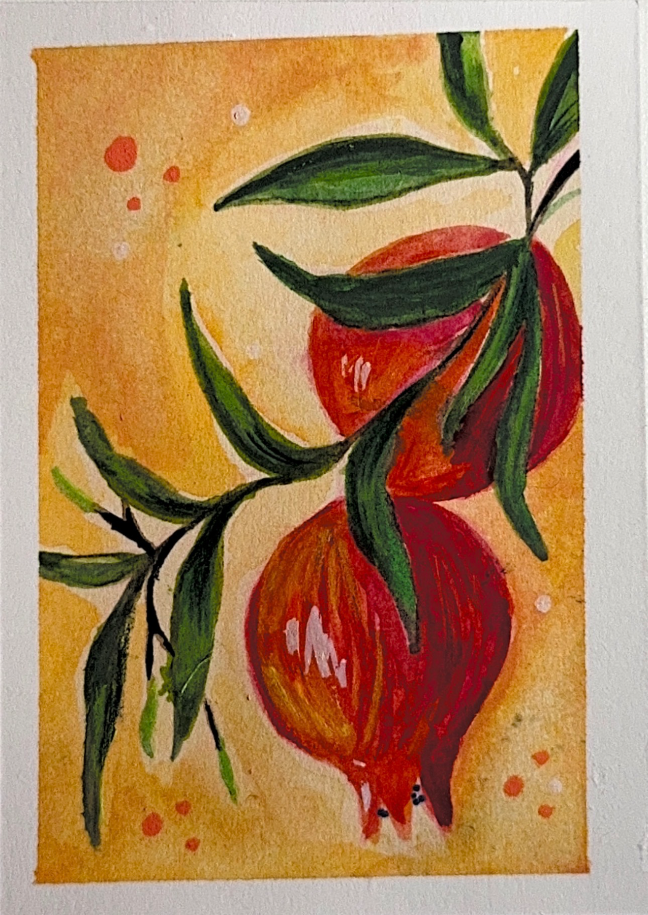 Pomegranate- fruit series 4/10 aceo art card