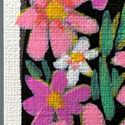 Pretty in Pink Flowers aceo art card thumbnail 2
