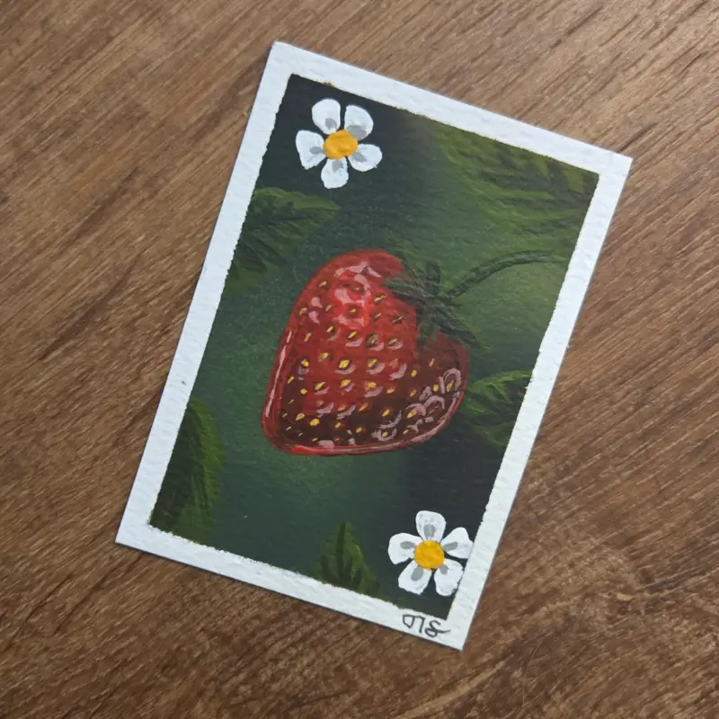 Strawberry aceo art card
