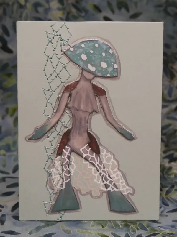 Button aceo art card