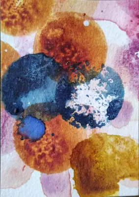 WaterColour Colorful Polka Dots 1 by CheyAnne aceo art card thumbnail 1