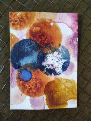 WaterColour Colorful Polka Dots 1 by CheyAnne aceo art card thumbnail 2