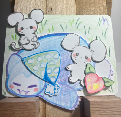 Laying on snorlax aceo art card thumbnail 1