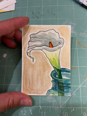 Calla Lily in a Jar aceo art card thumbnail 1