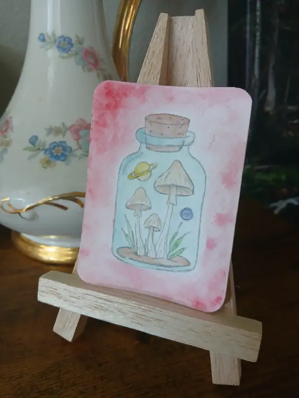 Jar of Magic Original Watercolor Signed aceo art card