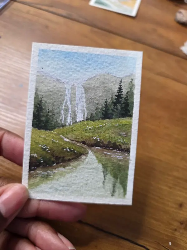 Falling Stream aceo art card