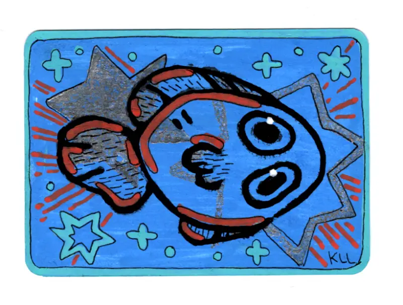 Fish Lino -- ACEO 16 aceo art card