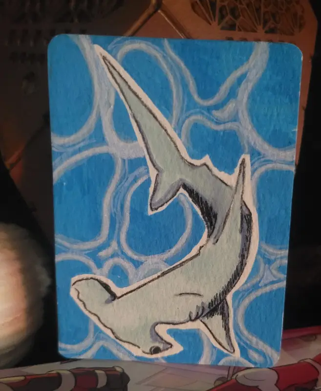 Shark in da water aceo art card
