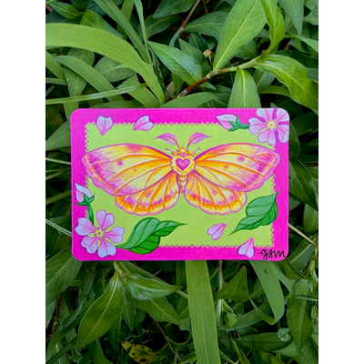 “Rosy Maple Moth” 2/4 aceo art card thumbnail 1