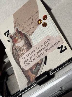 Owl Quote Card #143 by Mazerzine Robert Louis Stevenson aceo art card thumbnail 2