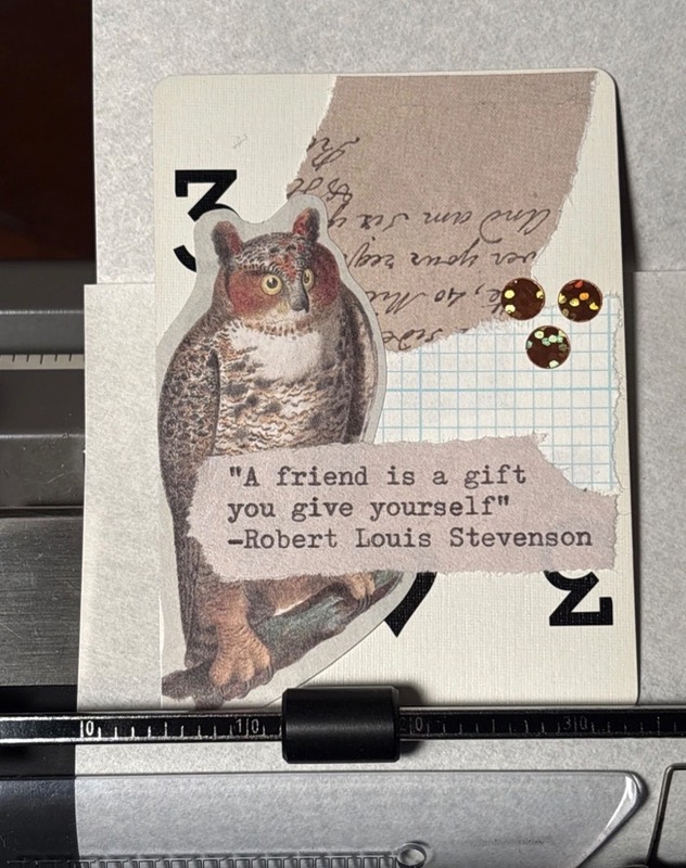 Owl Quote Card #143 by Mazerzine Robert Louis Stevenson aceo art card