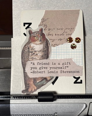 Owl Quote Card #143 by Mazerzine Robert Louis Stevenson aceo art card thumbnail 1