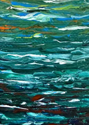 Lights Dancing on Waves Original ACEO Abstract – Palette‑Knife on Archival Canvas Panel aceo art card thumbnail 3