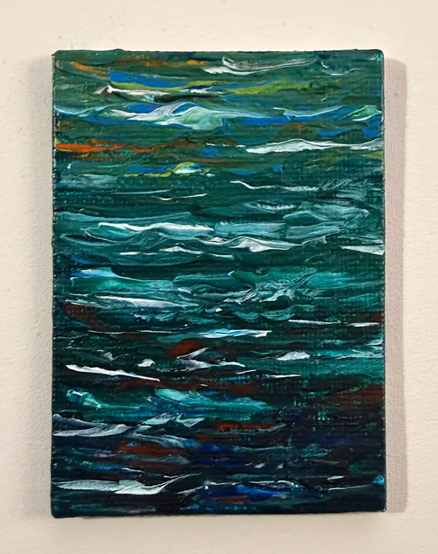 Original ACEO Abstract “Lights Dancing on Waves” – Palette‑Knife on Archival Canvas Panel aceo art card